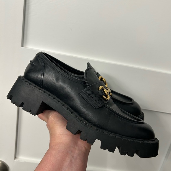 MNG chunky Black lug sole gold horse bite loafers Size 39 - Picture 3 of 11